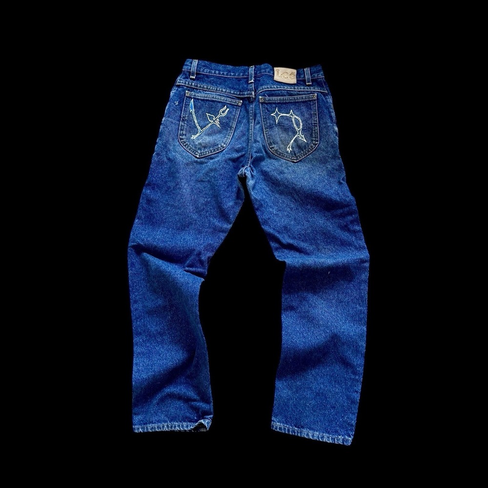 Vintage 90's Lee Riders Denim Dark Wash Jeans Straight Sz 29x30 Custom Pocket